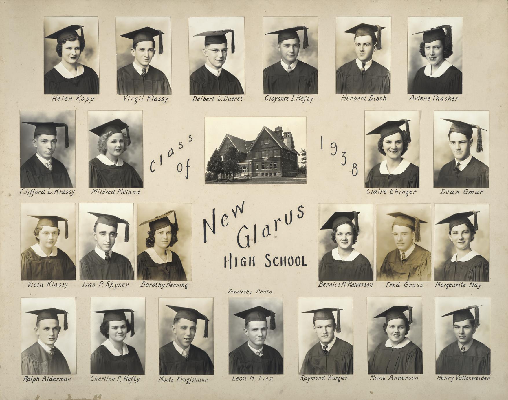 1938 New Glarus High School graduating class