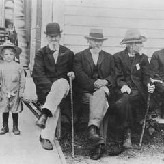 Donald and Bernard "Bunny" Berigan with four Civil War Veterans