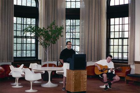 Performing music at 1993 Academic Advancement Program graduation ceremony
