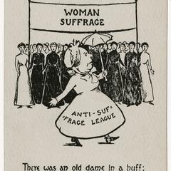 Anti-suffrage league poem, suffrage postcard