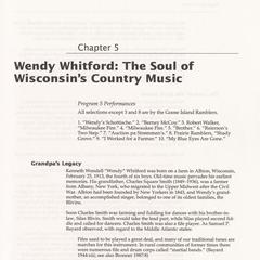 Wendy Whitford : The soul of Wisconsin's country music
