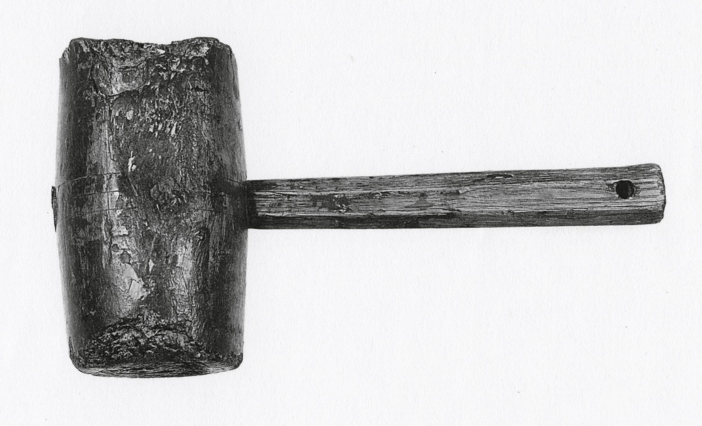 Black and white photo of a mallet
