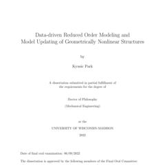 Data-driven Reduced Order Modeling and Model Updating of Geometrically Nonlinear Structures