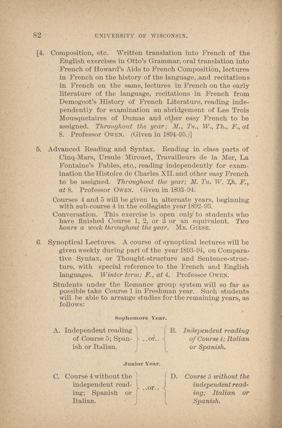 Catalogue of the University of Wisconsin for 189394 1894 Full view