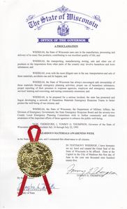 Governor's Proclamation for Hazardous Materials Awareness Week