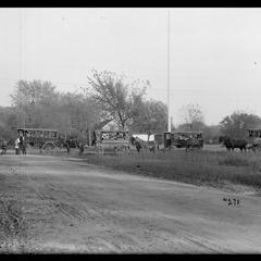 School and horse drawn school wagons, Elk River, Minnesota