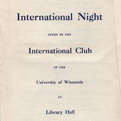 Invitation Card, Annual International Night