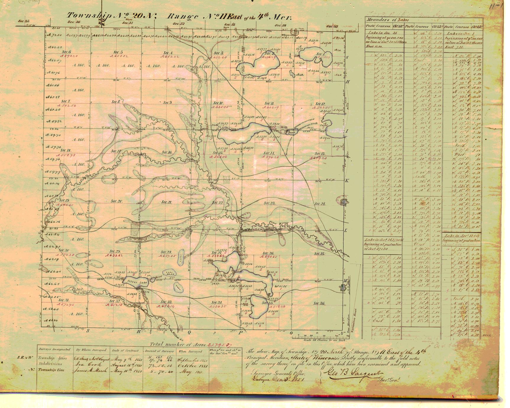 [Public Land Survey System map: Wisconsin Township 20 North, Range 11 East]