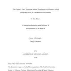 “They Needed a Place”: Examining Students’ Experiences with Alternative Schools through the Lens of the Least Restrictive Environment