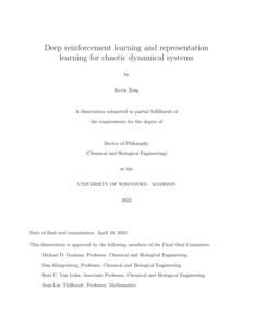 Deep reinforcement learning and representation learning for chaotic dynamical systems