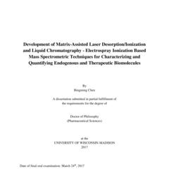 Development of Matrix-Assisted Laser Desorption/Ionization and Liquid Chromatography - Electrospray Ionization Based Mass Spectrometric Techniques for Characterizing and Quantifying Endogenous and Therapeutic Biomolecules