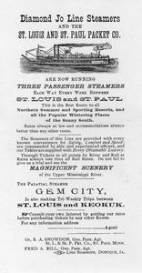 Advertisement of the Diamond Jo Line Steamers and the St. Louis and St. Paul Packet Co.