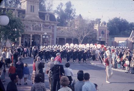 Wisconsin band marching at Disneyland
