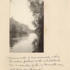 Last page of "Voyage of Discovery," journal page with photo and handwritten quotation from Sir Humphrey Gilbert, 1922