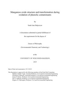 Manganese oxide structure and transformation during oxidation of phenolic contaminants