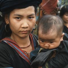 Refugee woman and child