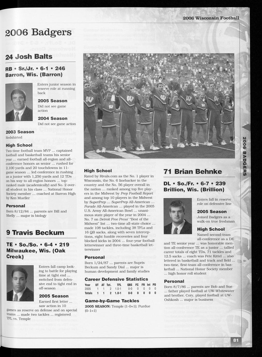 University of Wisconsin football 2006 2006 Full view UWDC UW