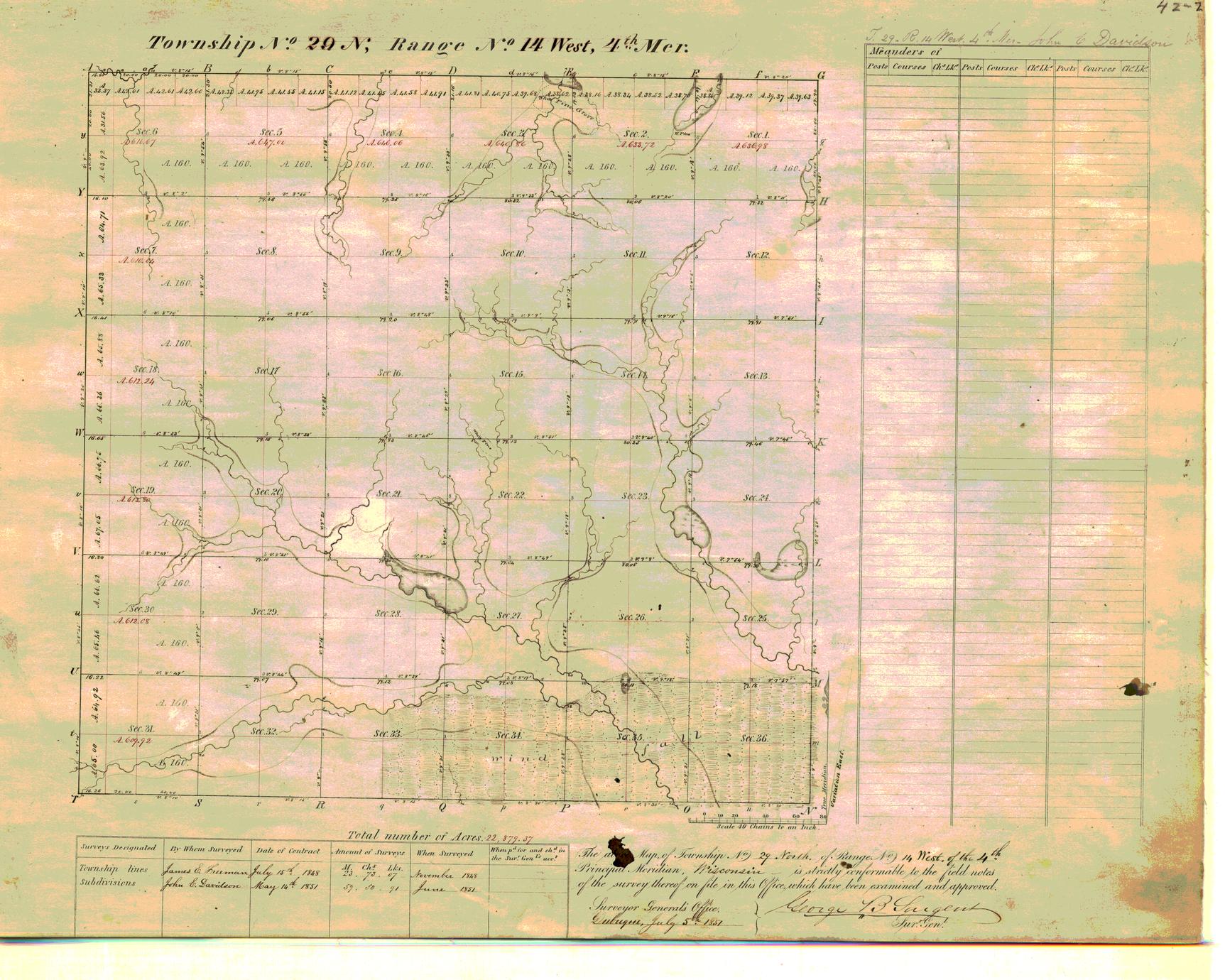 [Public Land Survey System map: Wisconsin Township 29 North, Range 14 West]