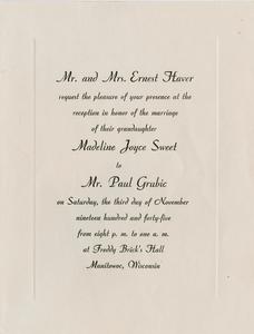 Invitation to a wedding reception