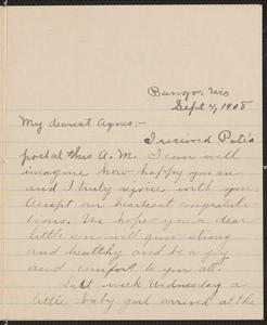 [Letter from Minnie Ruedy to Agnes Sternberger Husting, September 4, 1908]