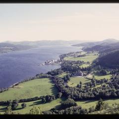 View down Loch Fyne past the town of Inveraray, Argyll