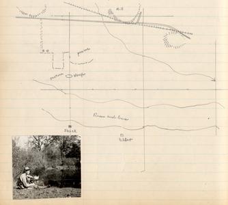 Map of Shack area and river, with inset photo of Luna, Sauk County, Wisconsin, autumn 1943