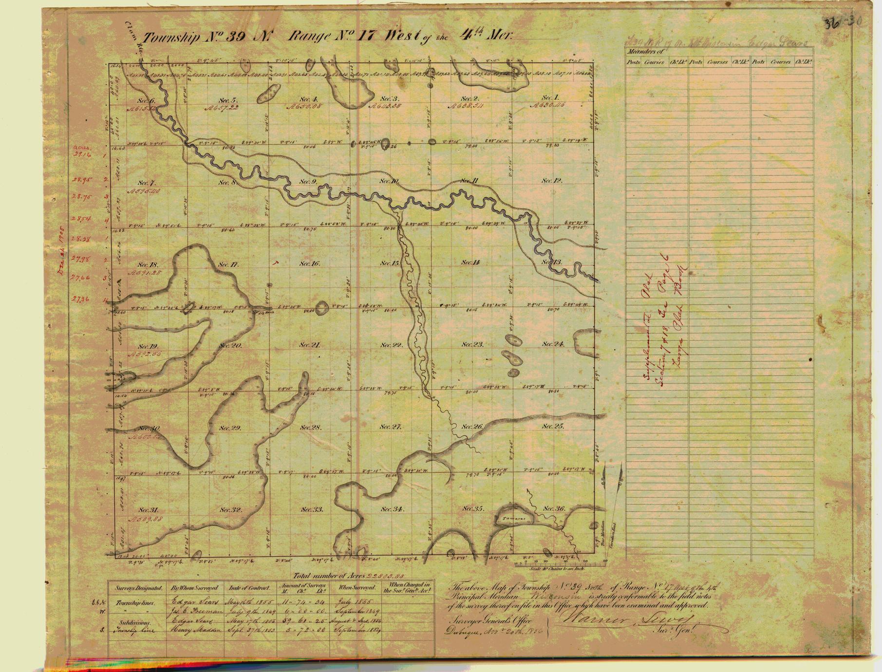 [Public Land Survey System map: Wisconsin Township 39 North, Range 17 West]