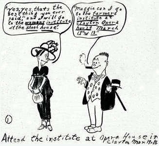 Cartoon Advertisement, Institute at the Clayton Opera House