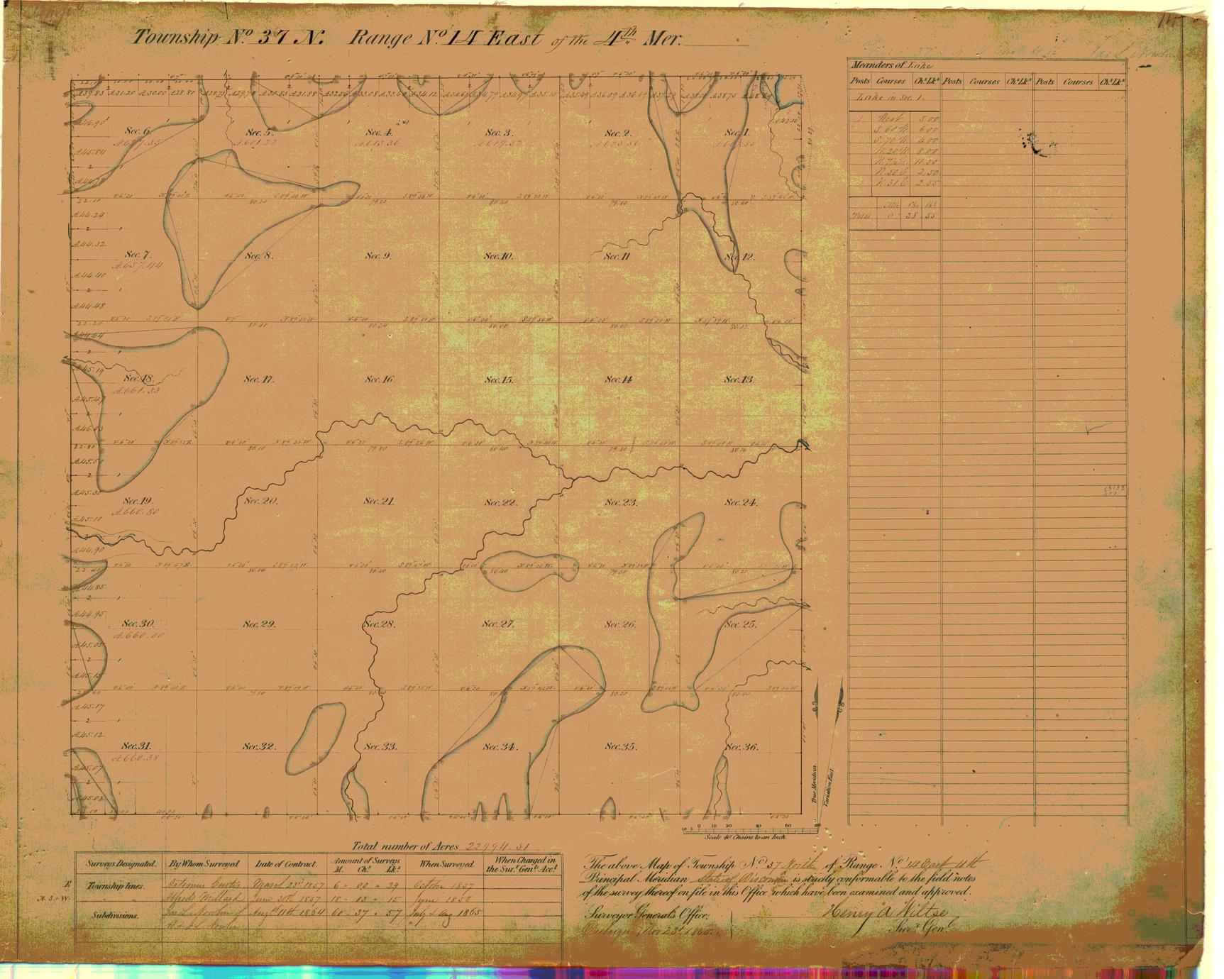 [Public Land Survey System map: Wisconsin Township 37 North, Range 14 East]