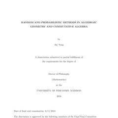 Random and Probabilistic Methods in Algebraic Geometry and Commutative Algebra