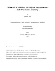 The Effects of Electrical and Physical Parameters on a Dielectric Barrier Discharge