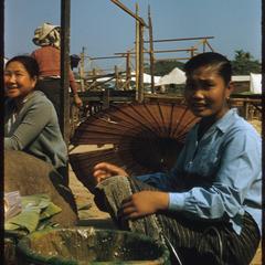 Morning market--Lao girl and basket