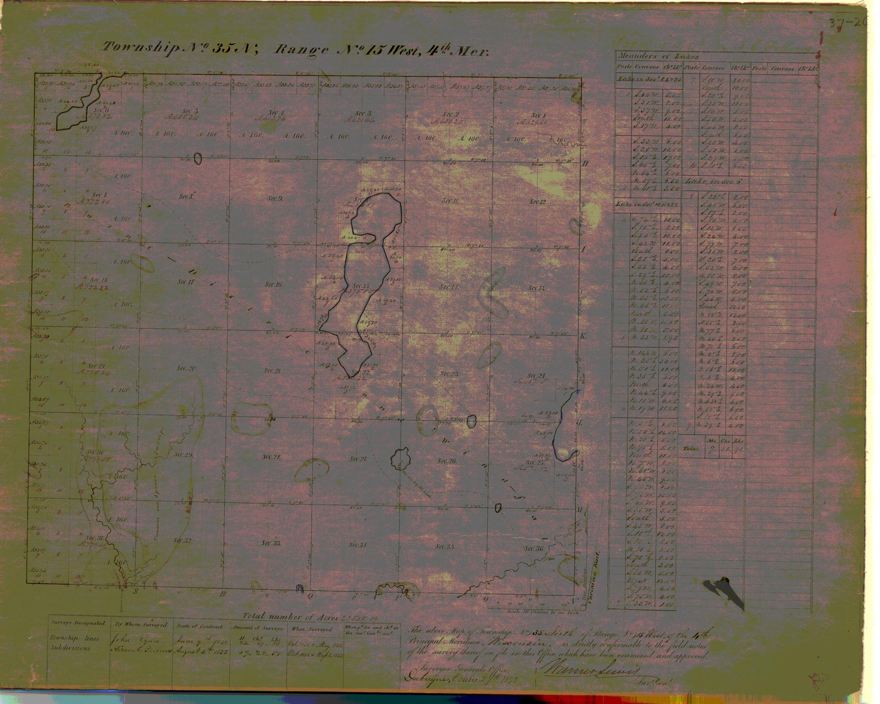 [Public Land Survey System map: Wisconsin Township 35 North, Range 15 West]