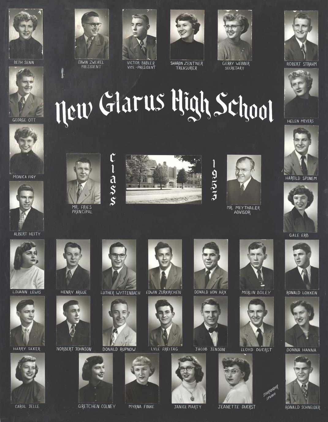 1953 New Glarus High School graduating class