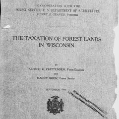 The taxation of forest lands in Wisconsin
