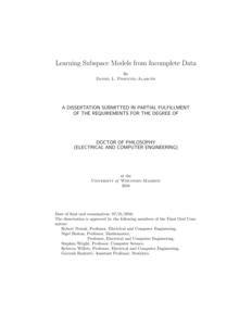 Learning Subspace Models from Incomplete Data