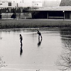 Students on the frozen pond, UW Fond du Lac