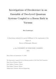 Investigations of Decoherence in an Ensemble of Two-Level Quantum Systems Coupled to a Boson Bath in Vacuum