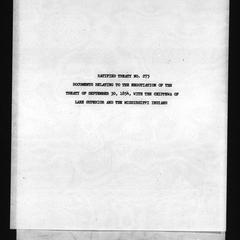 Ratified treaty no. 275, Documents relating to the negotiation of the treaty of September 30, 1854, with the Chippewa of Lake Superior and the Mississippi Indians