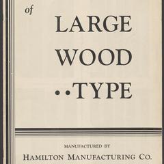 Specimens of large wood type manufactured by Hamilton Manufacturing Co.