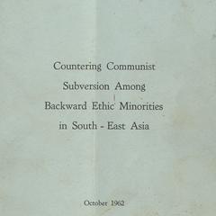 Countering Communist subversion among backward ethnic minorities in South-East Asia