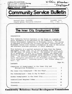 Community service bulletin  : The inner city employment crisis