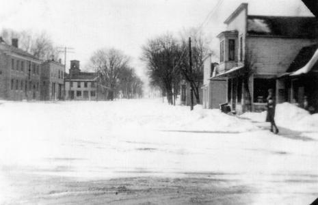 Main Street Snow Scene. Rochester, Wisconsin