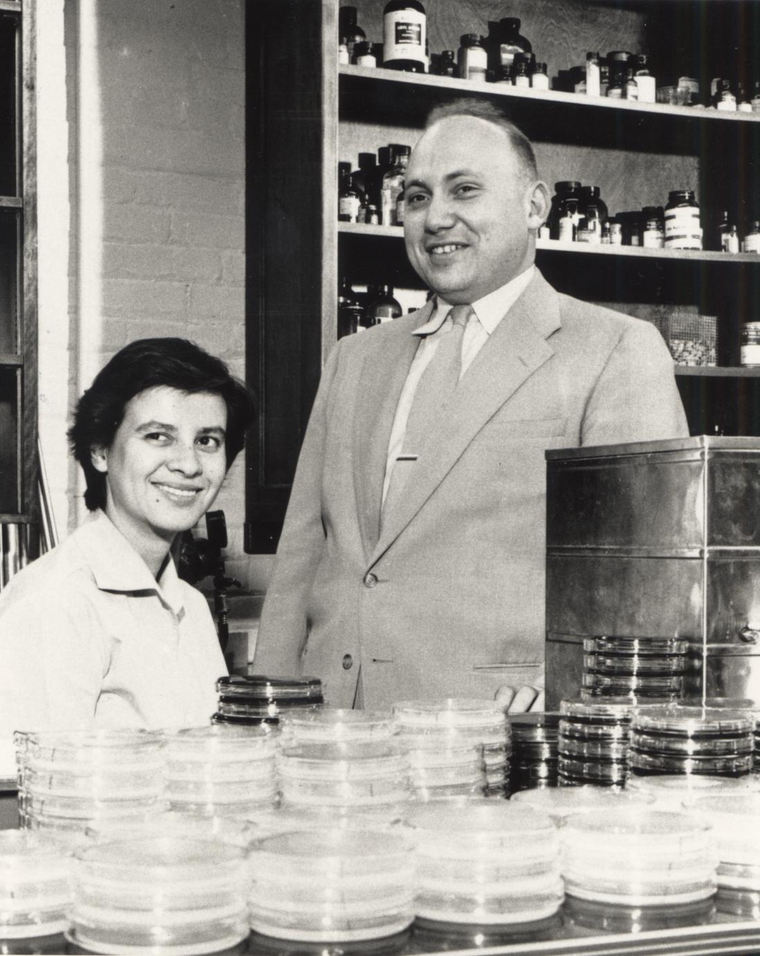 Joshua and Esther Lederberg in their laboratory - UWDC - UW-Madison  Libraries