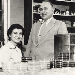 Esther and Joshua Lederberg in their laboratory
