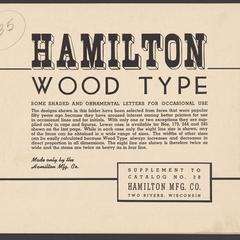 Hamilton wood type  : supplement to Catalog no. 38