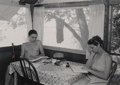Albert Gallistel, Jr. and Eleanor Gallistel studying