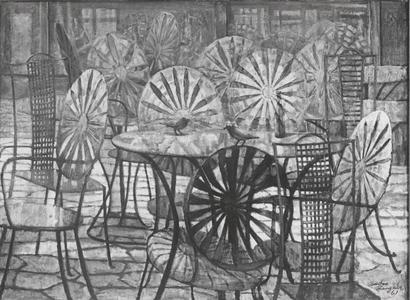 Zingale painting of Terrace tables