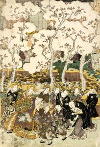 A View of Cherry Blossoms at the New Yoshiwara : a Five Panel Picture