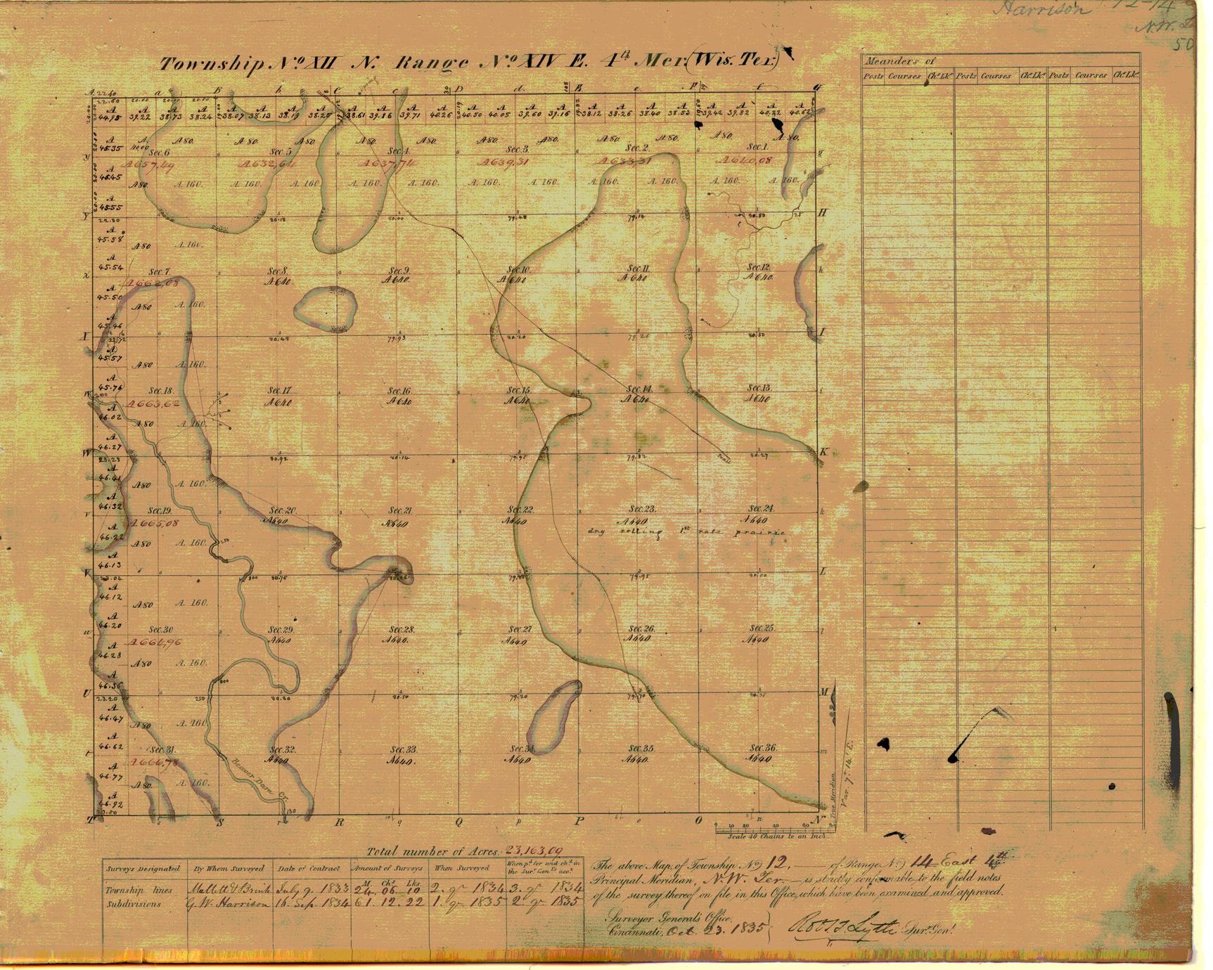 [Public Land Survey System map: Wisconsin Township 12 North, Range 14 East]